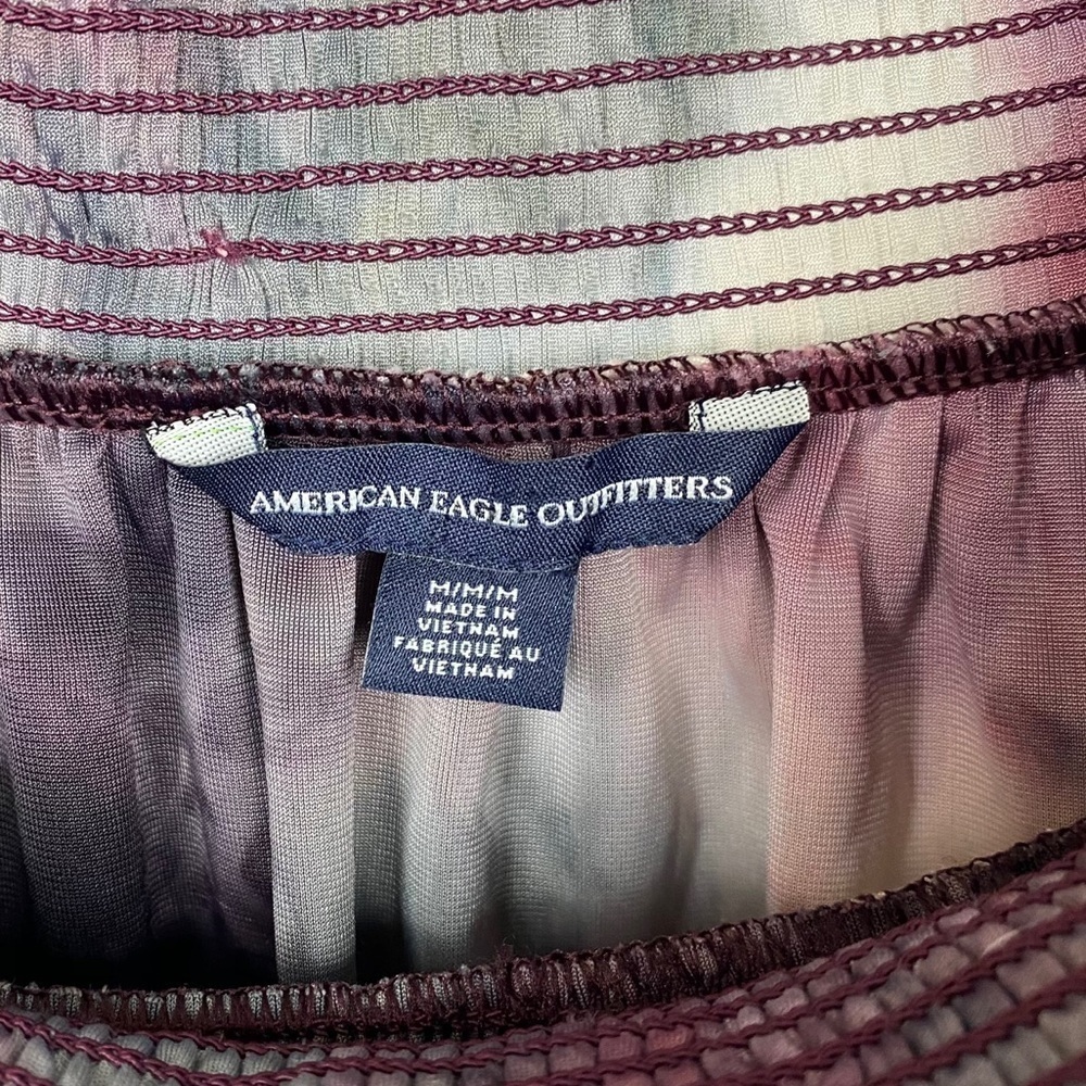 AMERICAN Eagle Multi Tie-Dye Velvet Off Shoulder Long Sleeve Top - Picture 4 of 14